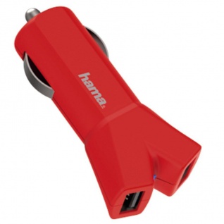 Hama Dual Auto KFZ USB Ladegerät 3, 4A Lade-Adapter für Handy iPhone Navi Rot