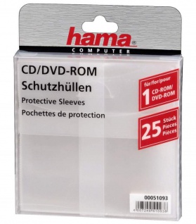 Hama 25x PP Kunststoff Schutz-Hüllen CD-Hüllen Sleeves CD DVD Blu-Ray CD-Tasche
