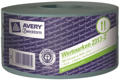 Avery Zweckform 2x Bon-Rolle Blau 2000x Wert-Marken Wert-Marke Bon Marken Bons