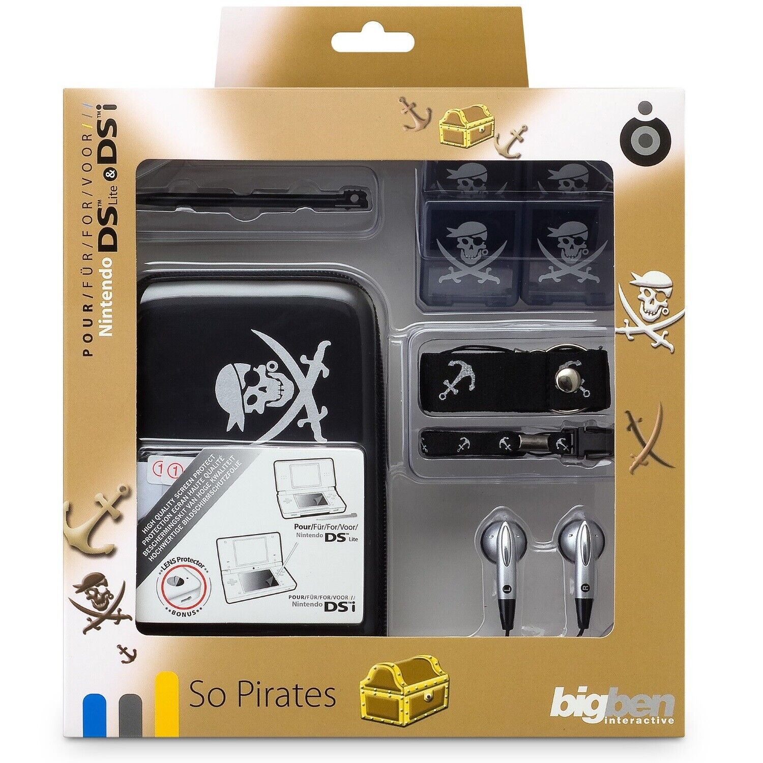 BigBen Piraten Zubehör-Set Tasche Headset Hüllen Case für Nintendo DSi DS Lite