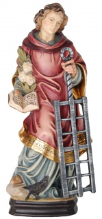 Heiliger Vinzenz von Valencia mit Rabe Heiligenfigur Holz geschnitzt Patron