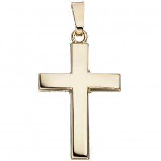 Anhänger Kreuz schlicht 585 Gold Gelbgold Kreuzanhänger Goldkreuz