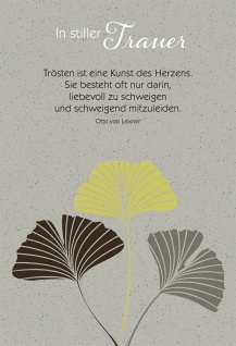 Trauerkarte Otto von Leixner Trost 6 St Kuvert Ginkgo Anteilnahme Beistand