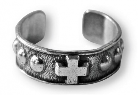 Rosenkranz Ring Zehner-Rosenkranz 2 cm Metall offen Silberfarben Fingerring