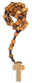 Rosenkranz Olivenholz geknüpft Perle glatt rund 34 cm