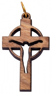 Schmuck Kreuz Anhänger JESUS 3, 5 cm Kruzifix Olivenholz Lederband Holzkreuz
