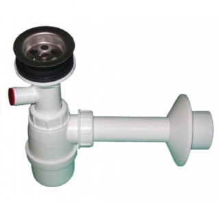 Geruchsverschluss für Waschbecken Siphon Ablaufgarnitur Flaschensiphon 32/50mm Weiss (Anschluss: DN 50)