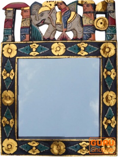 Spiegel mit Schnitzerei - Elefant
