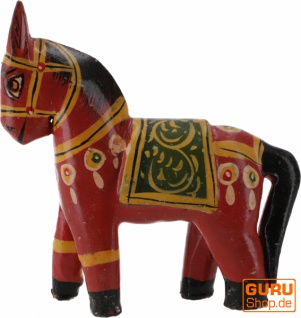 Deko Pferd, im Antik-look bemalt - rot