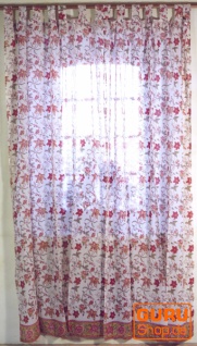 Boho Vorhänge, Gardine (1 Paar ) mit Schlaufen, leicht transparenter handbedruckter ethno Style Vorhang - Muster 8