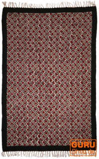 Handgewebter Blockdruck Teppich aus natur Baumwolle mit traditionellem Design - Muster 34