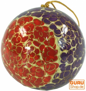 Upcycling Weihnachtskugel aus Pappmachee, handbemalter Christbaumschmuck, Kaschmirkugel - Muster 1