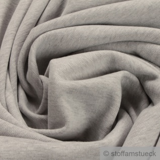 0, 5 Meter Baumwolle Polyester Elastan Alpen Sweat Jersey hellgrau flauschig