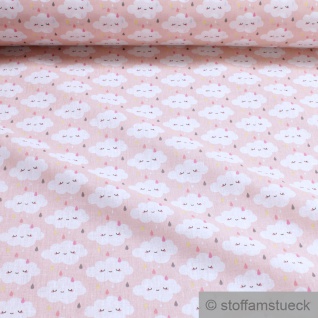 Stoff Kinderstoff Baumwolle rosa Wolke Baumwollstoff weich leicht Wölkchen