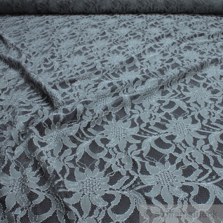 Stoff Polyamid Polyester Elastan Spitze grau Blume fließend fallend weich
