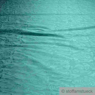 Stoff Polyester Elastan Jacquard Stretch Kleidertaft türkis Rose Taft