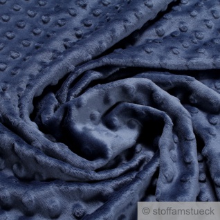 Stoff Polyester Minky Fleece dunkelblau Noppen Soft Mole Fleece Softplüsch