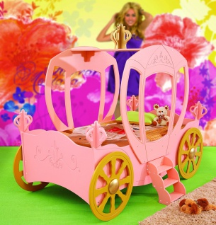 Kinderzimmer Bett Kinderbett Princess Carriage in der Farbe pink oder weiss 90x1