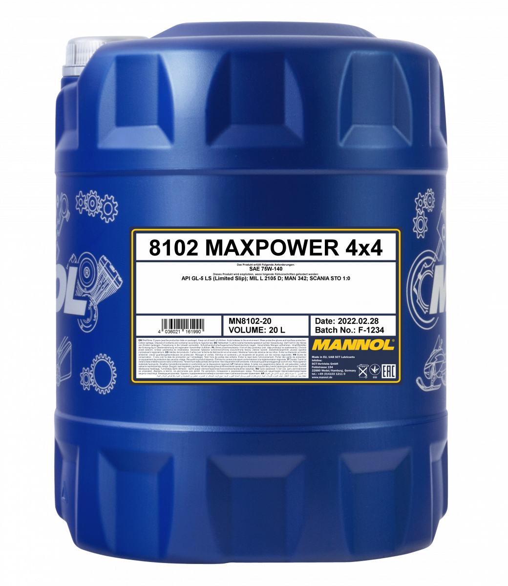 75W-140 Mannol 8102 Maxpower 4x4 Getriebeöl 20 Liter