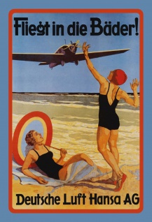 Schild Vintage "Frau auf Flugzeug Pilot schaut verdutzt" 20 x 30 cm Blechschild 
