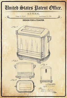 Blechschild Patent für einen Toaster Metallschild 20x30 Deko tin sign