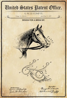 Blechschild Patent für eine Pferde Trense Metallschild 20x30 Deko tin sign