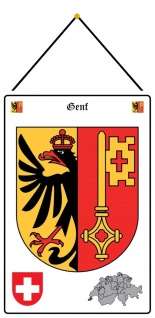 Blechschild Genf Wappen Metallschild Deko 20x30 mit Kordel