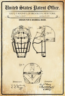 Blechschild Patent für eine Baseball Maske Metallschild 20x30 Deko tin sign