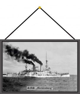Blechschild Schiff SMS Mecklenburg Kriegsschiff Metallschild Deko 20x30 m.Kordel