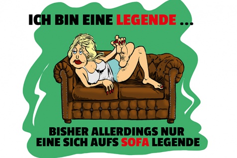 Blechschild Bin Legende, auf Sofa legende Metallschild Wanddeko 20x30 tin sign