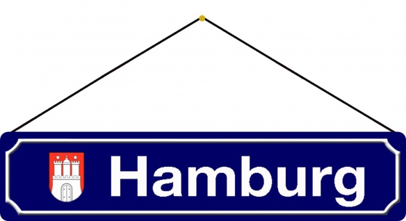 Blechschild Straßenschild Hamburg Bundesland mit Metallschild 46x10 mit Kordel