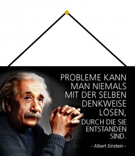 Blechschild Spruch Albert Einstein Probleme lösen Metallschild 20x30 m. Kordel