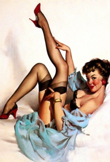 Nostalgie Pin up sexy Frau zeigt Bein Blechschild 20x30cm