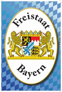 Freistaat Bayern mit Wappen, blau-weiß Blechschild 20x30