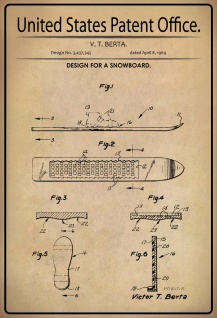 Blechschild Patent für ein Snowboard Metallschild 20x30 Deko tin sign