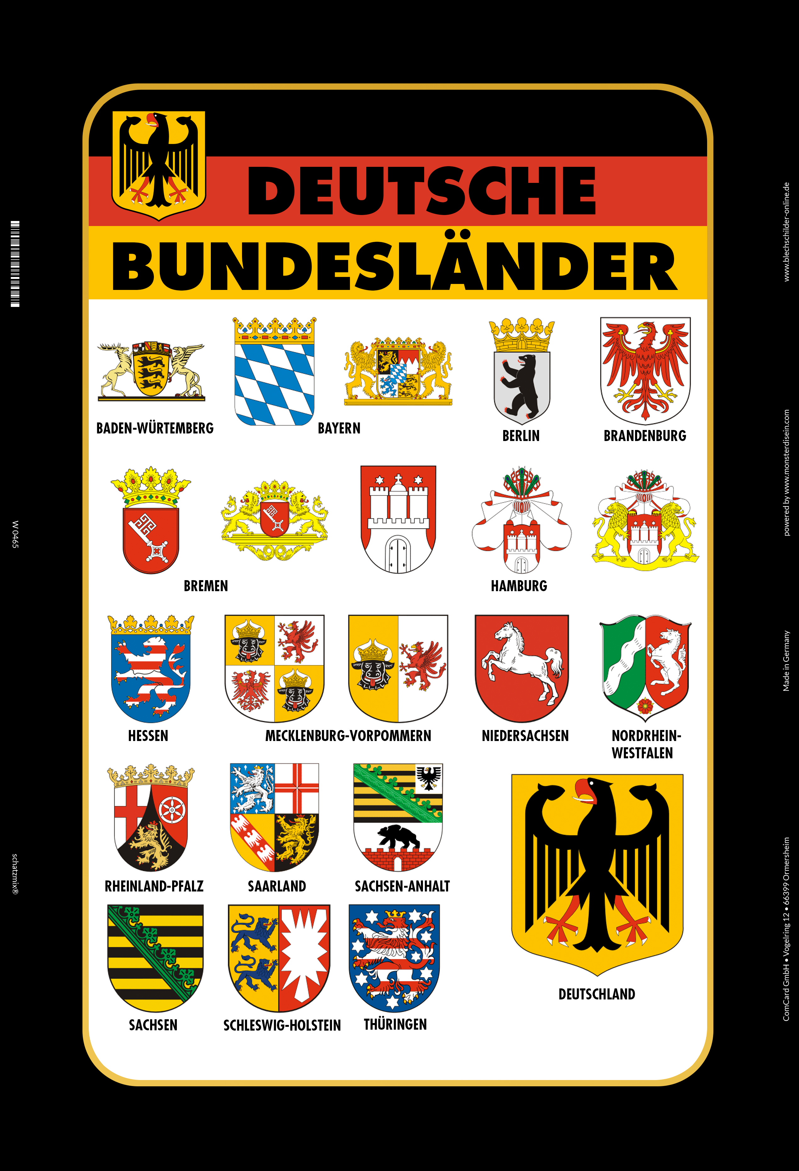 Hamburg Wappen Blechschild Schild 3D geprägt gewölbt Tin Sign 20 x 30 cm 