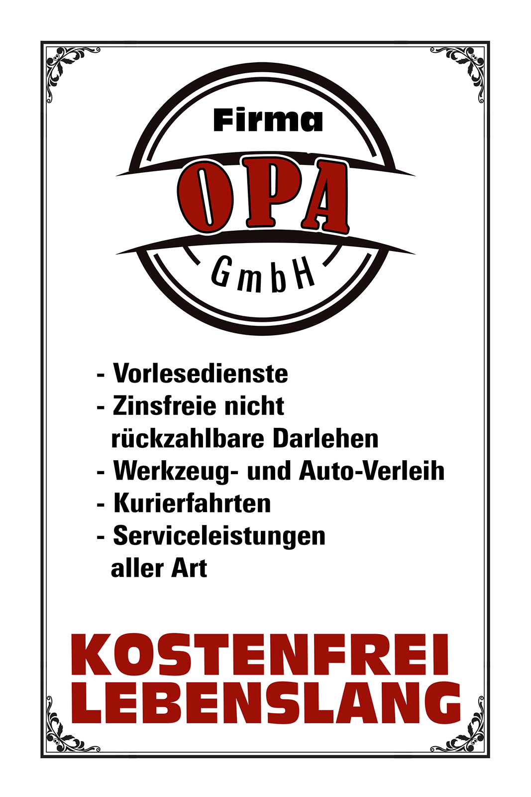 3265 Firma Opa GmbH Werbeschild Art Blechschild 17 x 22 