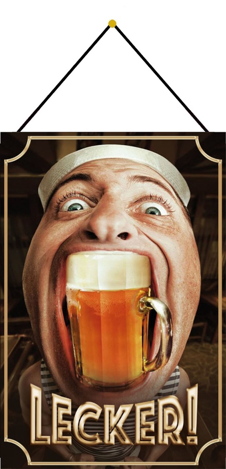 Bier frischer Genuss Blechschild Schild mit Kordel Tin Sign 20 x 30 cm CC0123-K 