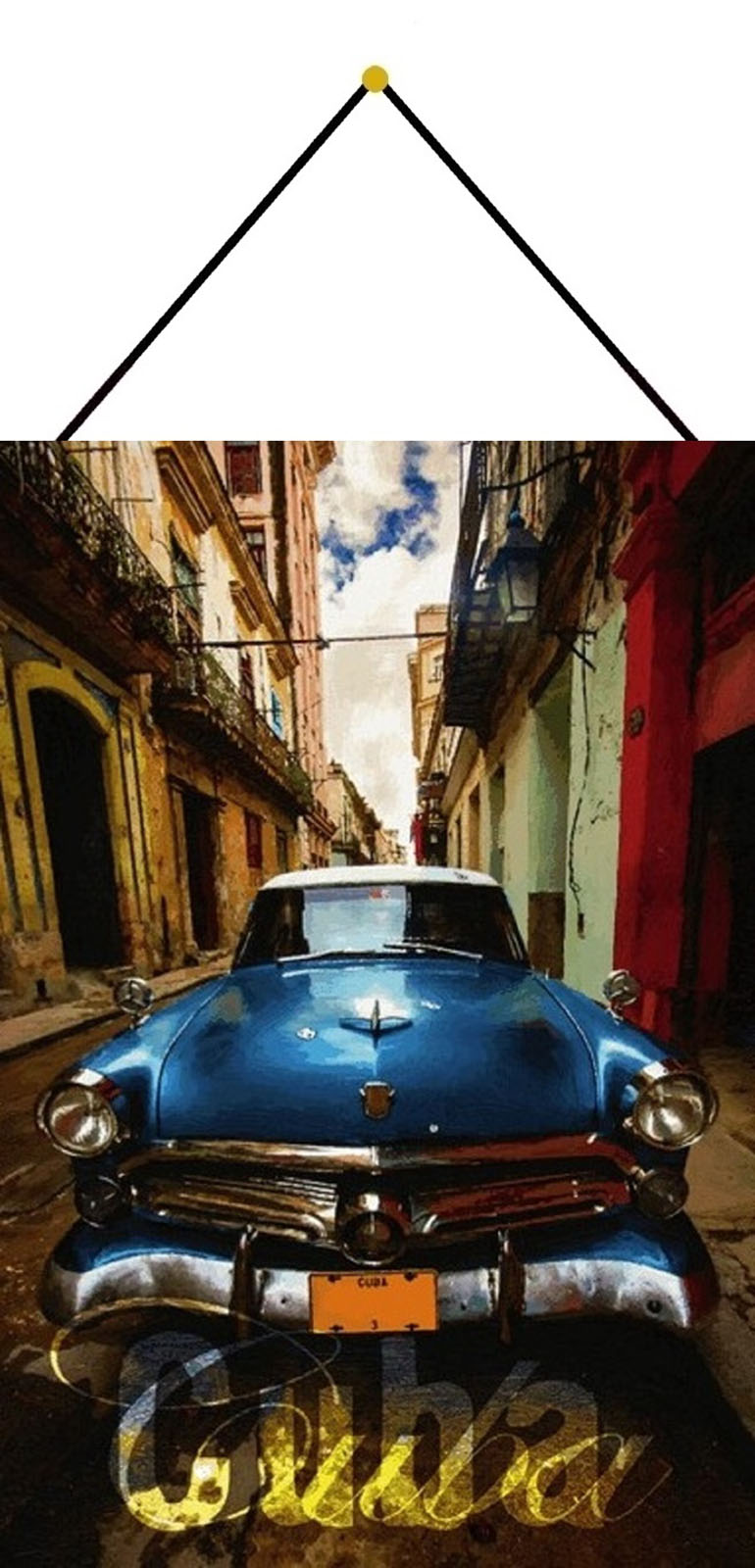 Blechschild Habana Cuba blaues Auto Metallschild Wanddeko 20x30 cm tin sign