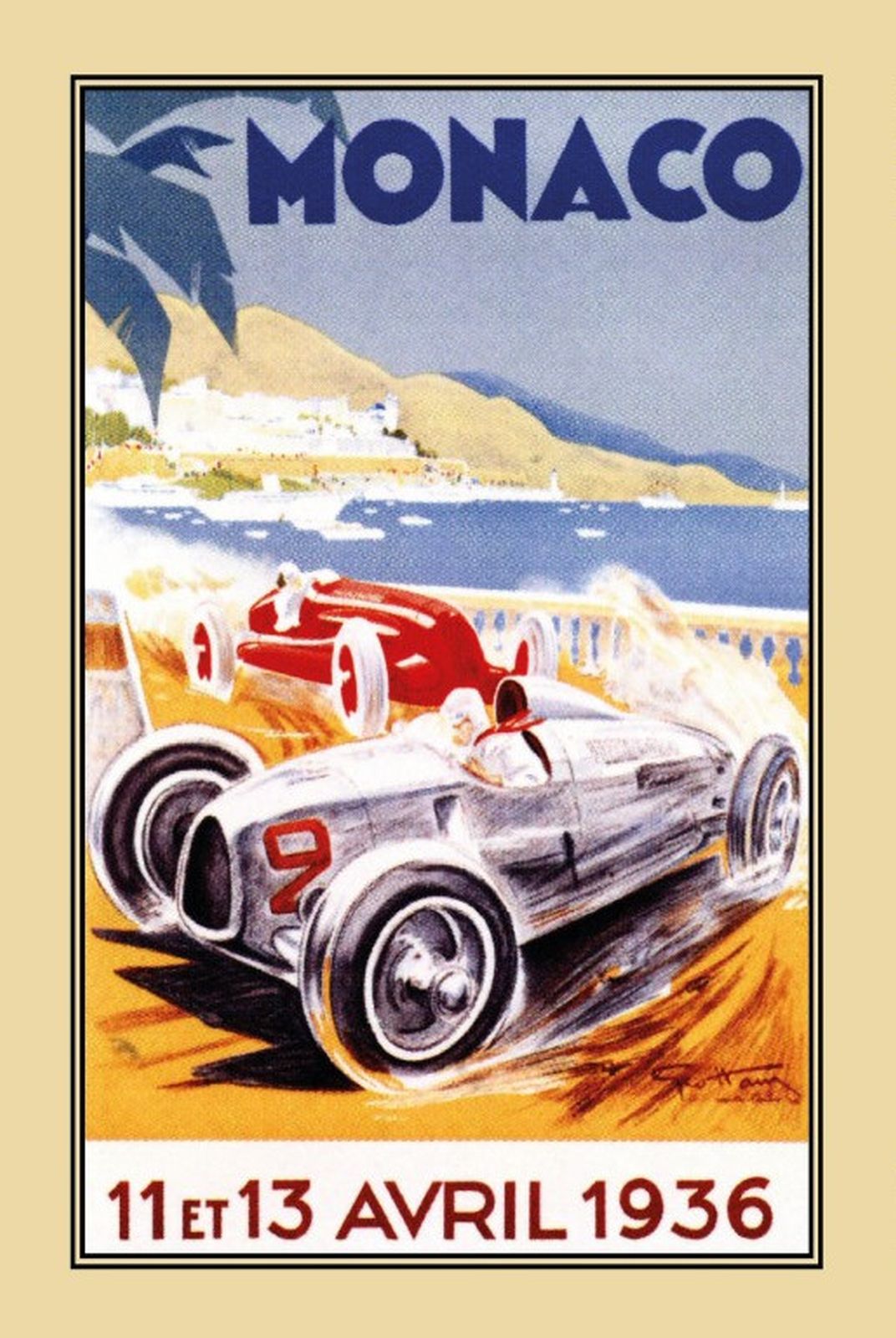 Blechschild Auto Rennen Grand Prix Tunisie 1933 Metallschild Wanddeko tin sign 