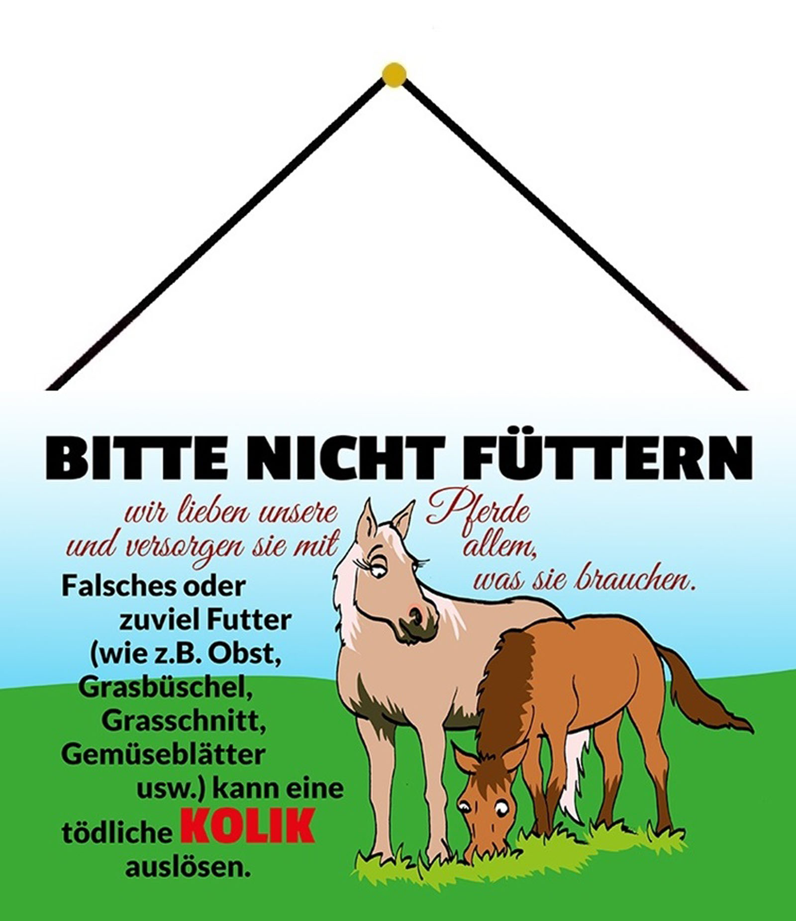 Pferd nicht füttern Kolik Gefahr Blechschild Schild Metal Tin Sign 20 x 30 cm 