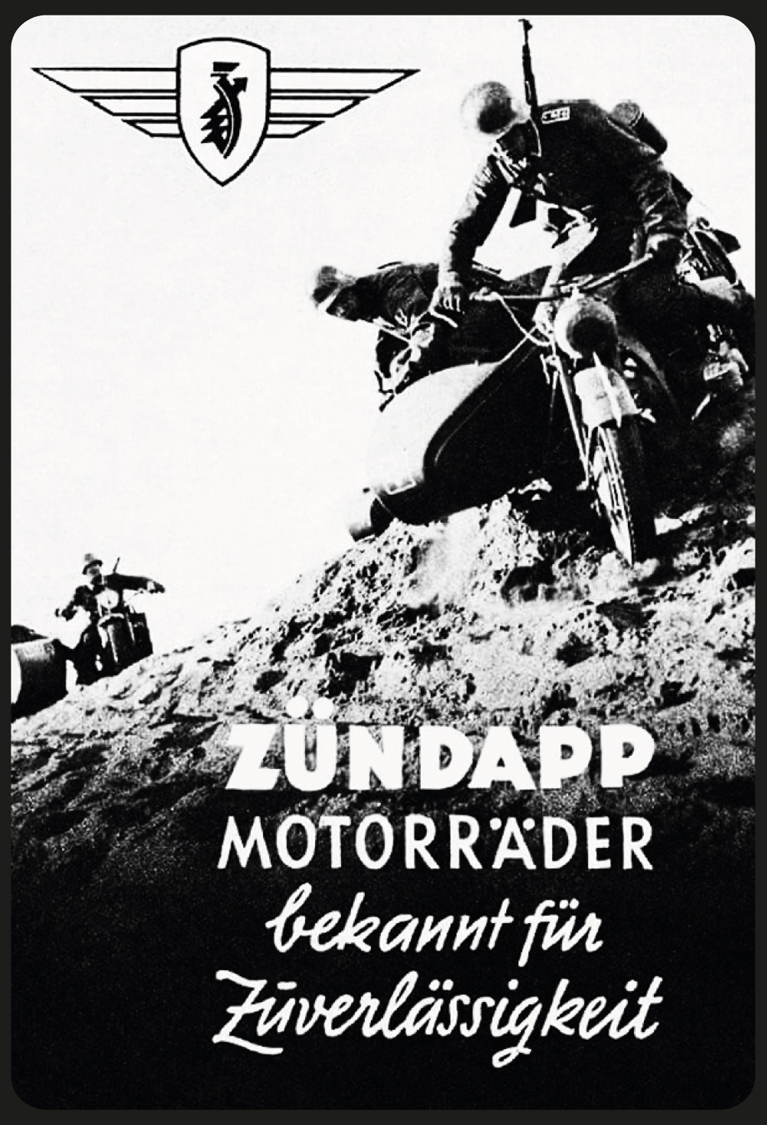 Blechschild 20x30 Zündapp Motorrad Bike historisch Oldtimer Soldat Metall Schild 