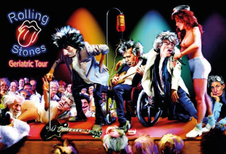 Rolling Stones Geriatric Tour Karikatur Blechschild 20x30 cm