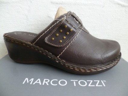 Marco Tozzi Clogs Sabot Pantoletten Pantoffel Hausschuhe Schuhe Leder braun