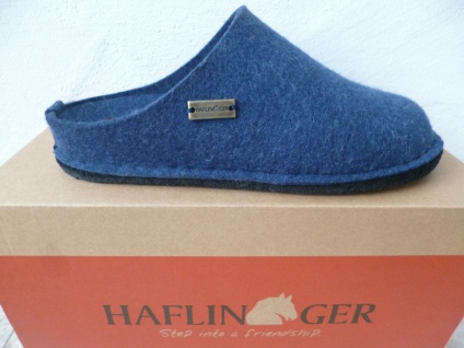 Haflinger Hausschuhe Pantoffel Pantoletten Flair Soft Filz blau 311010 NEU