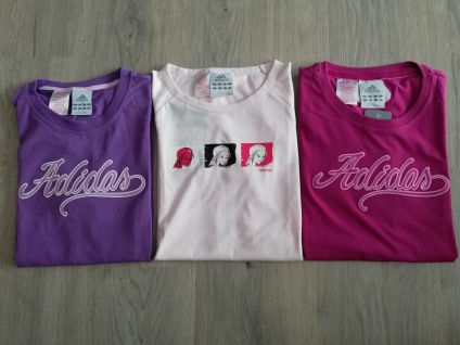 Adidas T-Shirts Set Mädchen pink rosé lila Shirt Kinder Tops Sport Top Neu!