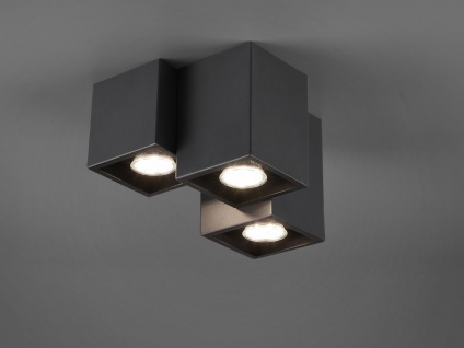 LED Innenleuchte getrennt schaltbar runde Wandlampe aus matt schwarzem Metall 
