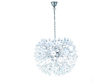 Elegante Pendelleuchte, Krone mit Kristall Blüten & Steinen aus Acryl Ø50cm E14 2