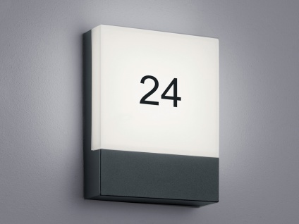 LED Hausnummernlampe für die Außenwand aus Aluminium & Acrylglas IP54, Anthrazit