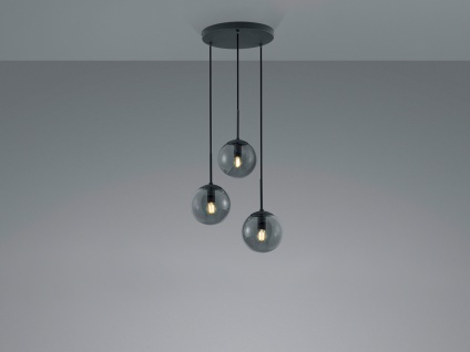 Dreiflammige LED Rauchglas Pendelleuchte Kugellampe Esszimmerlampe über Esstisch - Vorschau 1